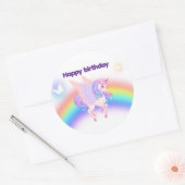 Eenhoorn Regenboog Verjaardagsuitnodiging Sticker (Envelop)