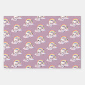 Eenhoorn Regenboog Wolken Roze Sprookje Party Girl Inpakpapier Vel (Voorkant 2)