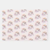 Eenhoorn Regenboog Wolken Roze Sprookje Party Girl Inpakpapier Vel (Voorkant)