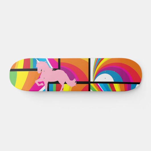 Eenhoorn Regenboog Wolken Skateboard Deck (Horizontaal)