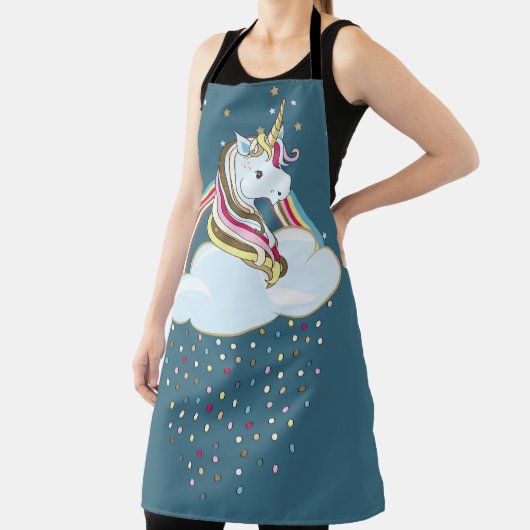  eenhoorn: regenboogwolkenillustratie schort (Insitu)