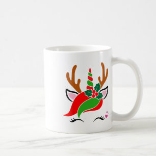 Eenhoorn Rendier Gezicht Schattigee Kerst Grappig Koffiemok