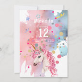 Eenhoorn Retro Verjaardag Uitnodiging (Voorkant)