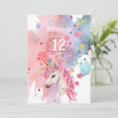 Eenhoorn Retro Verjaardag Uitnodiging (Staand voorkant)