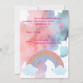 Eenhoorn Retro Verjaardag Uitnodiging (Achterkant)