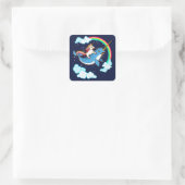 Eenhoorn Riding Narwhal Compact Vierkante Sticker (Tas)