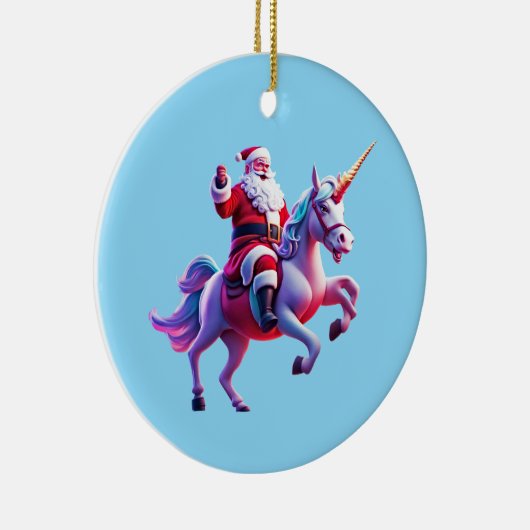 Eenhoorn Riding Santa Keramisch Ornament (Rechts)