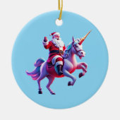 Eenhoorn Riding Santa Keramisch Ornament (Voorkant)