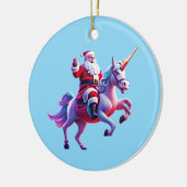 Eenhoorn Riding Santa Keramisch Ornament (Links)