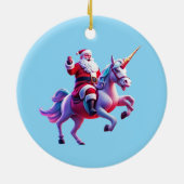 Eenhoorn Riding Santa Keramisch Ornament (Achterkant)
