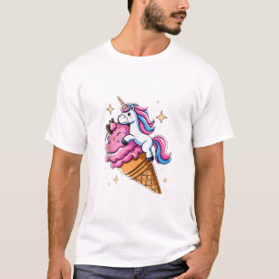 Eenhoorn Rijden Ijs Mannen Vrouwen Kinderen Jongen T-shirt