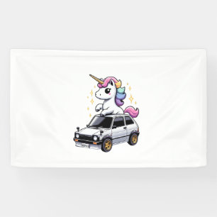 Eenhoorn Rijden Kei Auto Jongens Meisjes Vrouwen K Spandoek