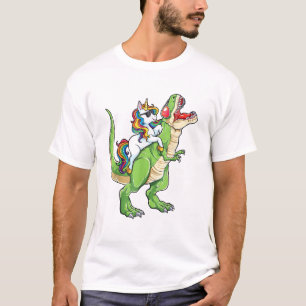 Eenhoorn rijdende T rex dinosaurus jongens meisjes T-shirt