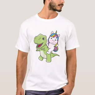 Eenhoorn rijdt op Trex Schattige Dinosaurussen Met T-shirt