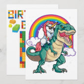 Eenhoorn Rijdt T Rex Dinosaur Boys Girls Mannen Vr Kaart (Voorkant / Achterkant)