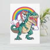Eenhoorn Rijdt T Rex Dinosaur Boys Girls Mannen Vr Kaart (Staand voorkant)