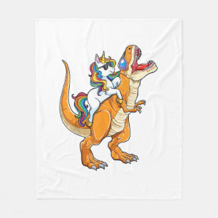 Eenhoorn Rijdt T rex Mannen Vrouwen Dinosaur Grapp Fleece Deken