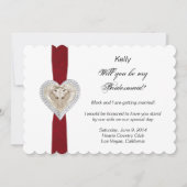 Eenhoorn Rode Kanten Trouw Bruidsmeisje Kaart (Voorkant)