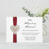 Eenhoorn Rode Kanten Trouw Bruidsmeisje Kaart (Staand voorkant)