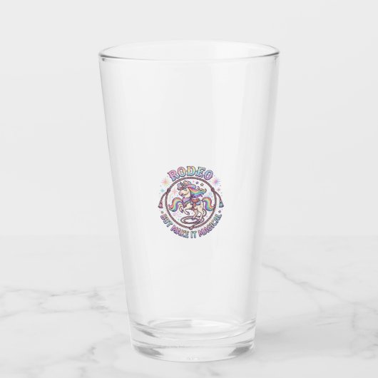 Eenhoorn Rodeo maar maak het Magisch Grappig Schat Glas (Voorkant)