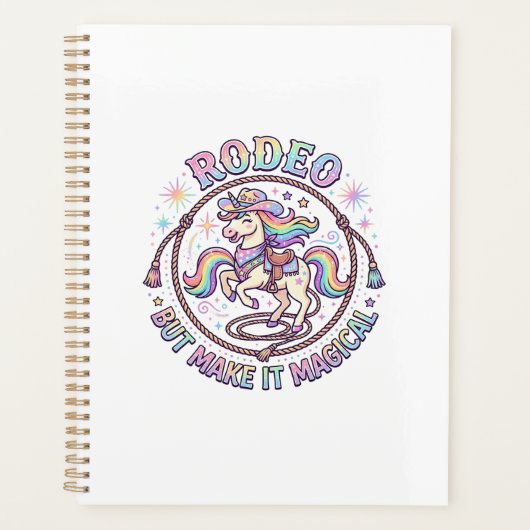 Eenhoorn Rodeo maar maak het Magisch Grappig Schat Planner (Voorkant)