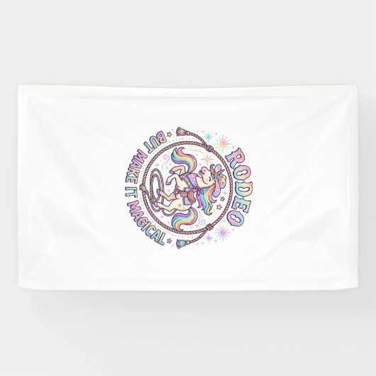 Eenhoorn Rodeo maar maak het Magisch Grappig Schat Spandoek (Horizontaal)