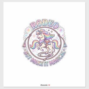 Eenhoorn Rodeo maar maak het Magisch Grappig Schat Sticker