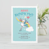 Eenhoorn Roller schaatsen Verjaardag Kaart (Staand voorkant)