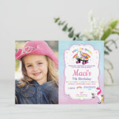 Eenhoorn Roller Skating Verjaardagsfeest Foto Kaart (Staand voorkant)