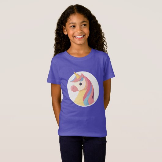 Eenhoorn rond hoofd t-shirt (Voorkant volledig)