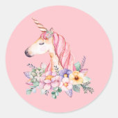 Eenhoorn Ronde Sticker (Voorkant)