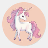 Eenhoorn Ronde Stickers - Peach (Voorkant)