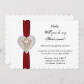 Eenhoorn Rood Kant Bruidsmeisje Kaart (Voorkant / Achterkant)