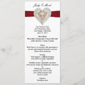 Eenhoorn Rood Kant Bruiloft Menu Kaart (Voorkant)