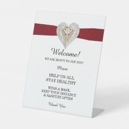 Eenhoorn Rood Kant Bruiloft Veiligheid Reclamebord Met Voetstuk