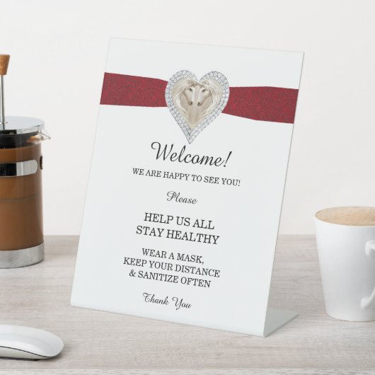 Eenhoorn Rood Kant Bruiloft Veiligheid Reclamebord Met Voetstuk (Insitu)