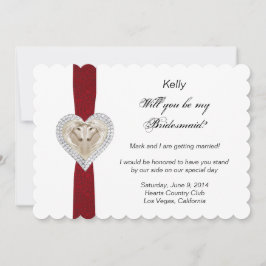 Eenhoorn Rood Kanten Trouw Bruidsmeisje Kaart