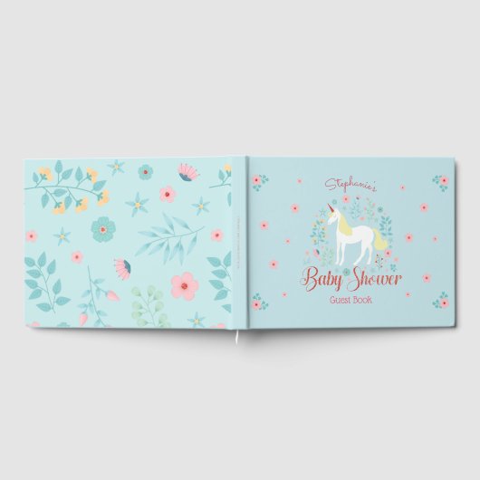  Eenhoorn Roos Gouden Glitter Baby shower Gastenboek (Volledig)