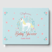  Eenhoorn Roos Gouden Glitter Baby shower Gastenboek (Voorkant)