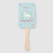 Eenhoorn Roos Gouden Glitter Baby shower Handwaaier (Voorkant)