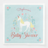  Eenhoorn Roos Gouden Glitter Baby shower Servet (Voorkant)