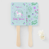  eenhoorn roze aqua Baby shower gepersonaliseerd Handwaaier (Voorkant en achterkant)