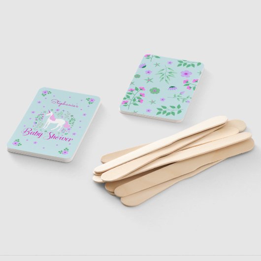  eenhoorn roze aqua Baby shower gepersonaliseerd Handwaaier (Niet-gemonteerd)