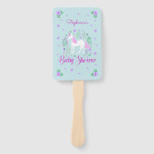  eenhoorn roze aqua Baby shower gepersonaliseerd Handwaaier (Voorkant)