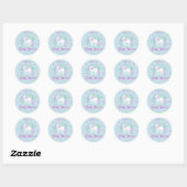  eenhoorn roze aqua Baby shower gepersonaliseerd Ronde Sticker (Vel)