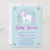  Eenhoorn Roze Aqua Baby shower Uitnodiging (Voorkant)