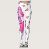 Eenhoorn roze ballerina met harten leggings (Voorkant)
