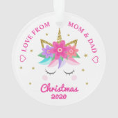 Eenhoorn Roze Bloemen Sterren Dochter Ornament (achterkant)