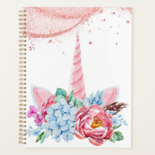 EENHOORN ROZE BLOEMEN TERUG NAAR SCHOOL PLANNER