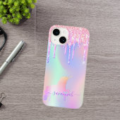 Eenhoorn roze druppels holografische naam Case-Mate iPhone case